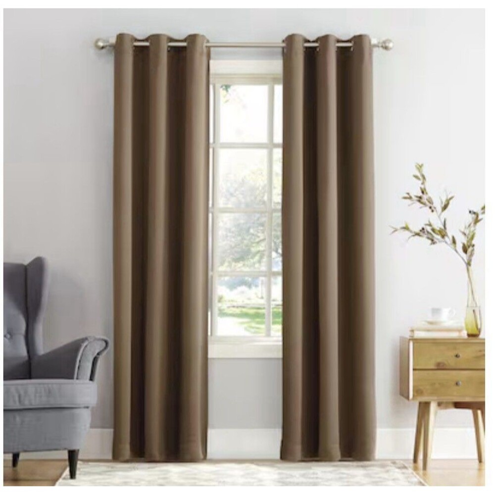 (2) Sun Zero Window Blackout Curtains Panel Solid Sable (brown) 40"x 84” (pair)